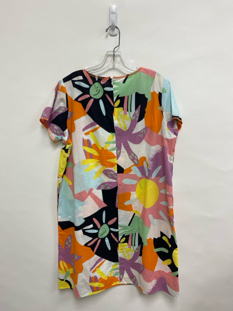 ZAKET&amp;PLOVER Size L Orange/White Black/Multi Abstract Ladies Dress