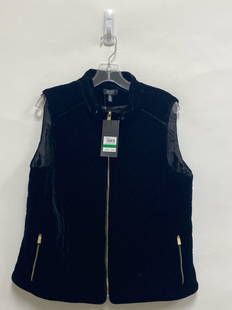 Jones New York Size L Black Zip Down Velour Ladies Vest