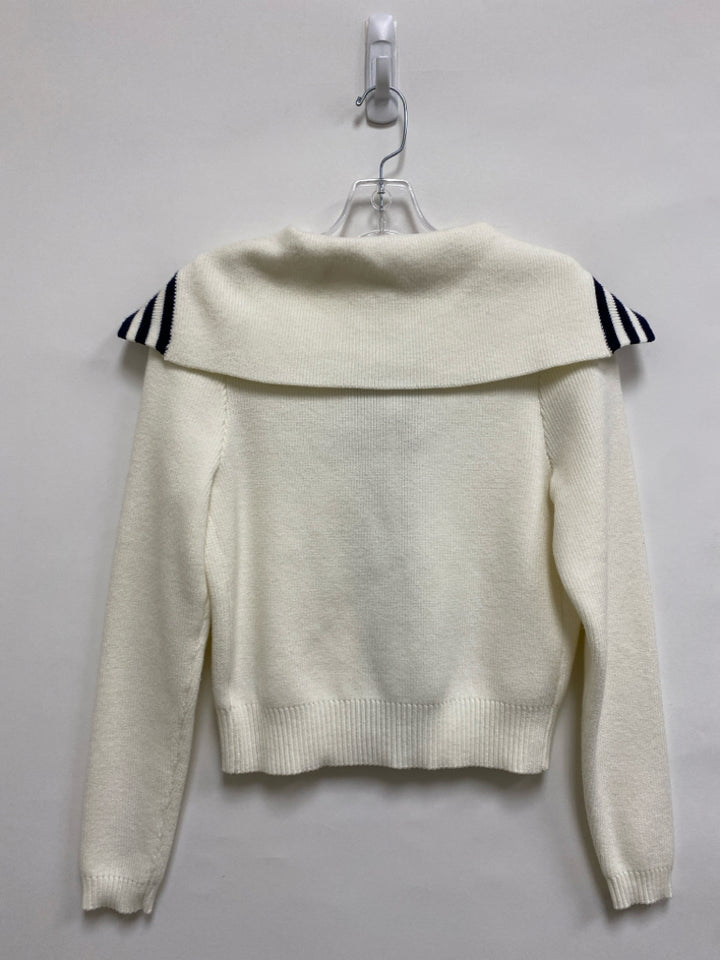 NWT RACHEL ZOE Size XS Cream Navy Trimmed Cardigan Ladies Sweater
