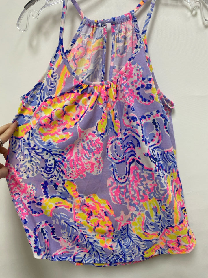 LILLY PULITZER Size XS Lavender Pink/Yellow Abstract Halter Ladies Top
