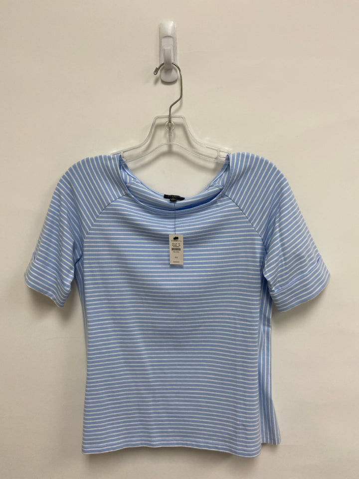 NWT Talbots Size SP Blue White Striped Petite Top