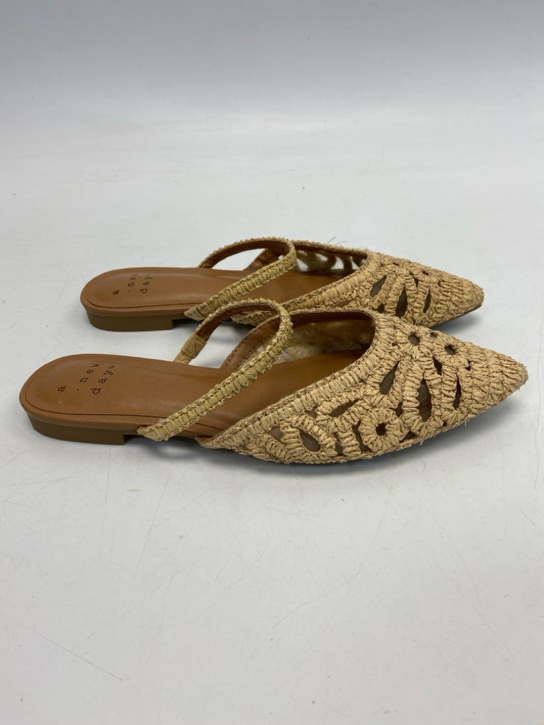 a new day  Size 6.5 Tan Woven Mules