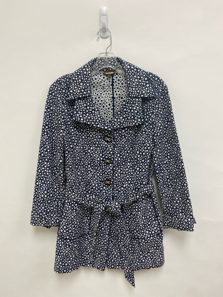 Size S Navy White Circles Button Up Ladies Jacket