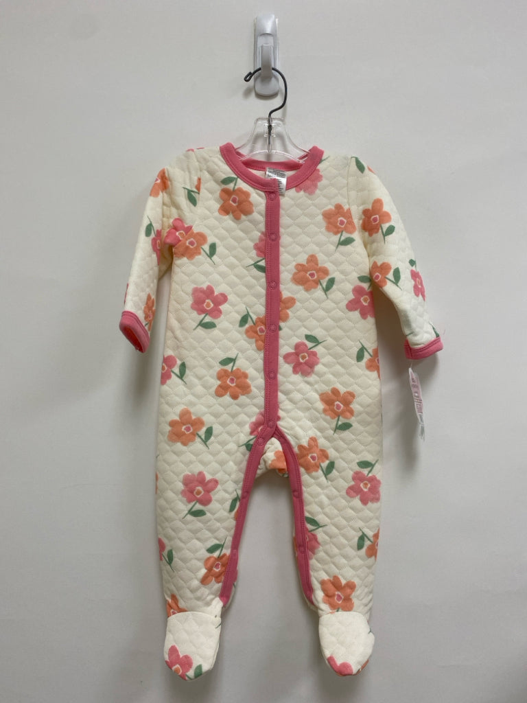 NWT SIZE 3-6M White Pink/Peach Flowers Quilted Girl&