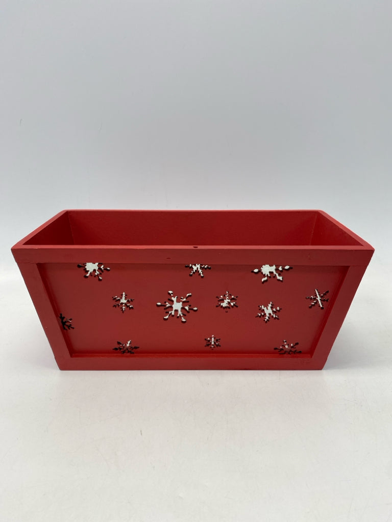 Red Snowflakes Wood Christmas