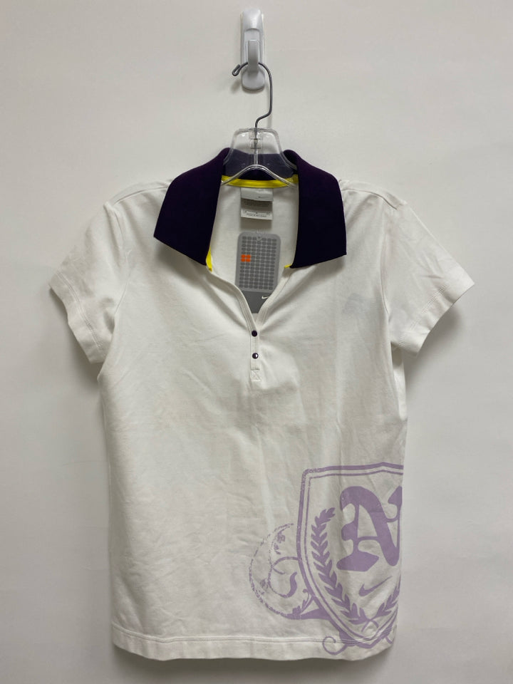 NWT Nike Size M White Purple Logo Polo Athletic Top