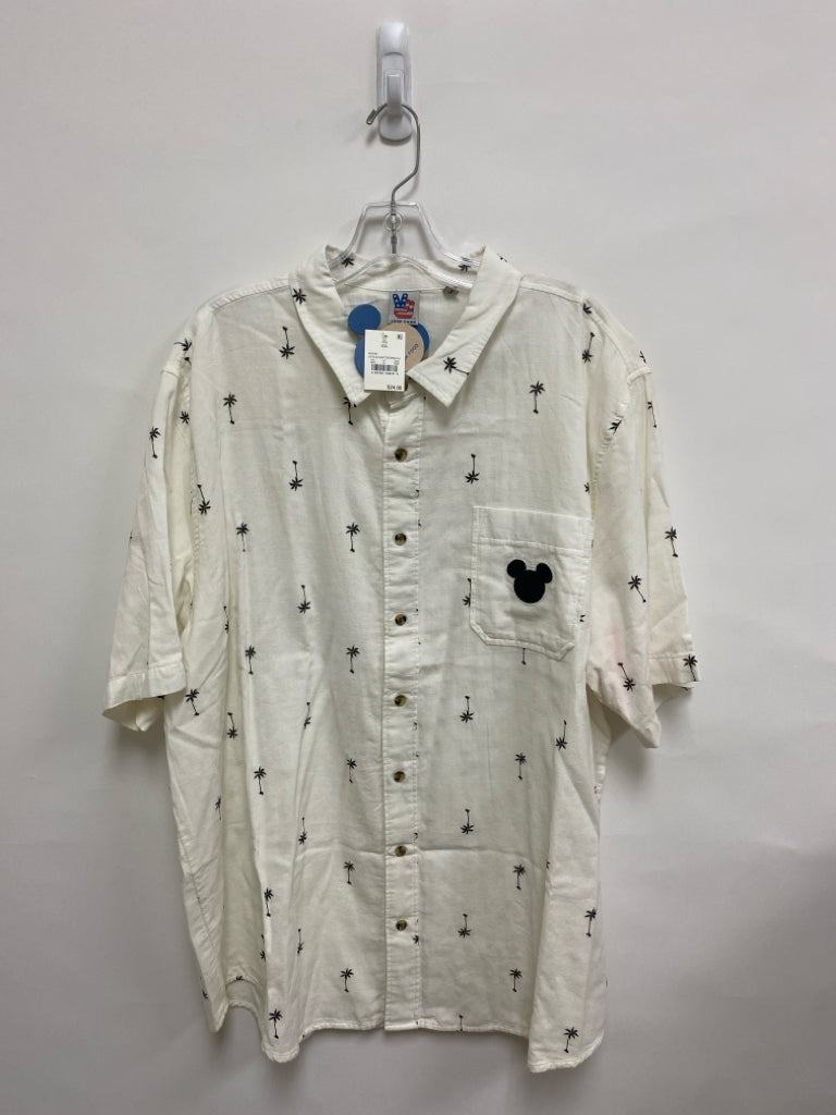 NWT Size XXL White Black Palm Trees Button Up Men&