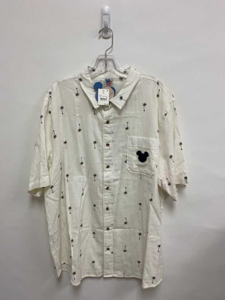 NWT Size XXL White Black Palm Trees Button Up Men&