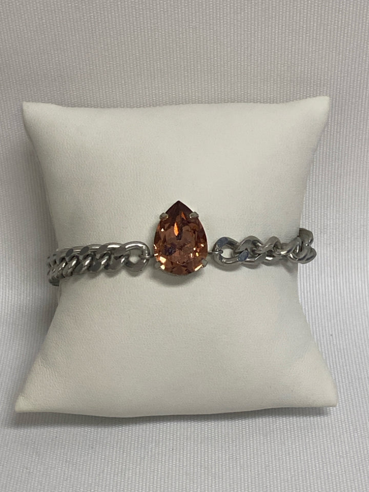 Silver Color Pink Blush Jeweled Bracelet