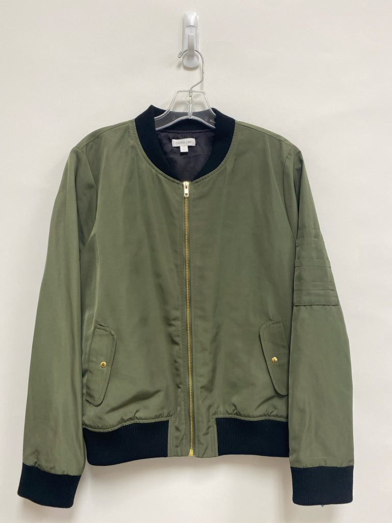 Size L Olive Green Black Trimmed Zip Down Ladies Jacket