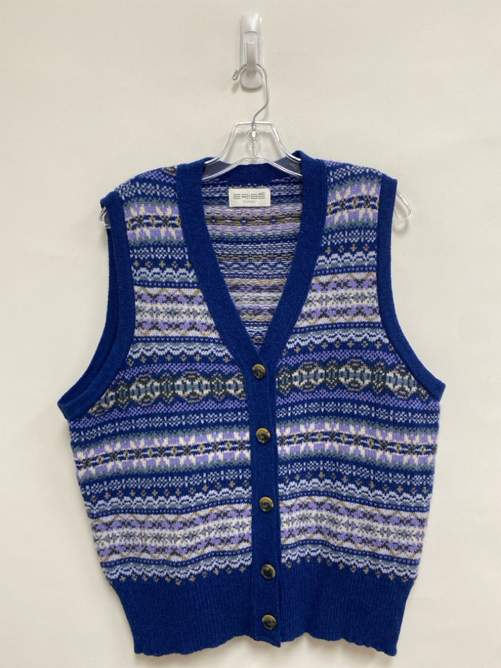 Eribe Scotland Size XL Blue Tan/White Wool Ladies Sweater Vest