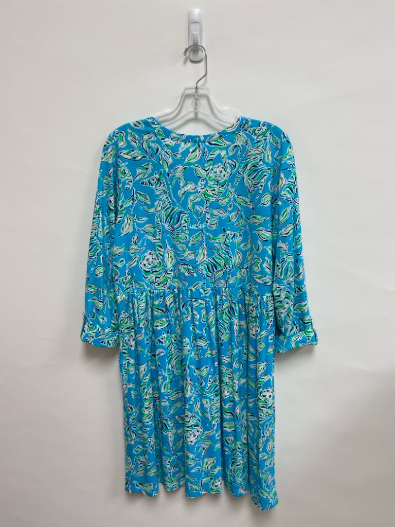 LILLY PULITZER Size L Turquoise White/Aqua Ladies Dress