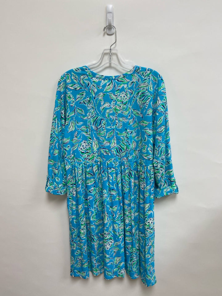 LILLY PULITZER Size L Turquoise White/Aqua Ladies Dress
