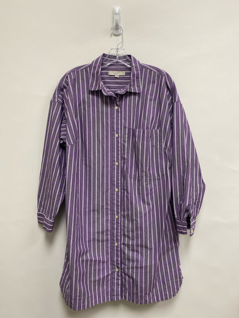 LOFT Size 8 Lavender White/Gray Striped Ladies Dress