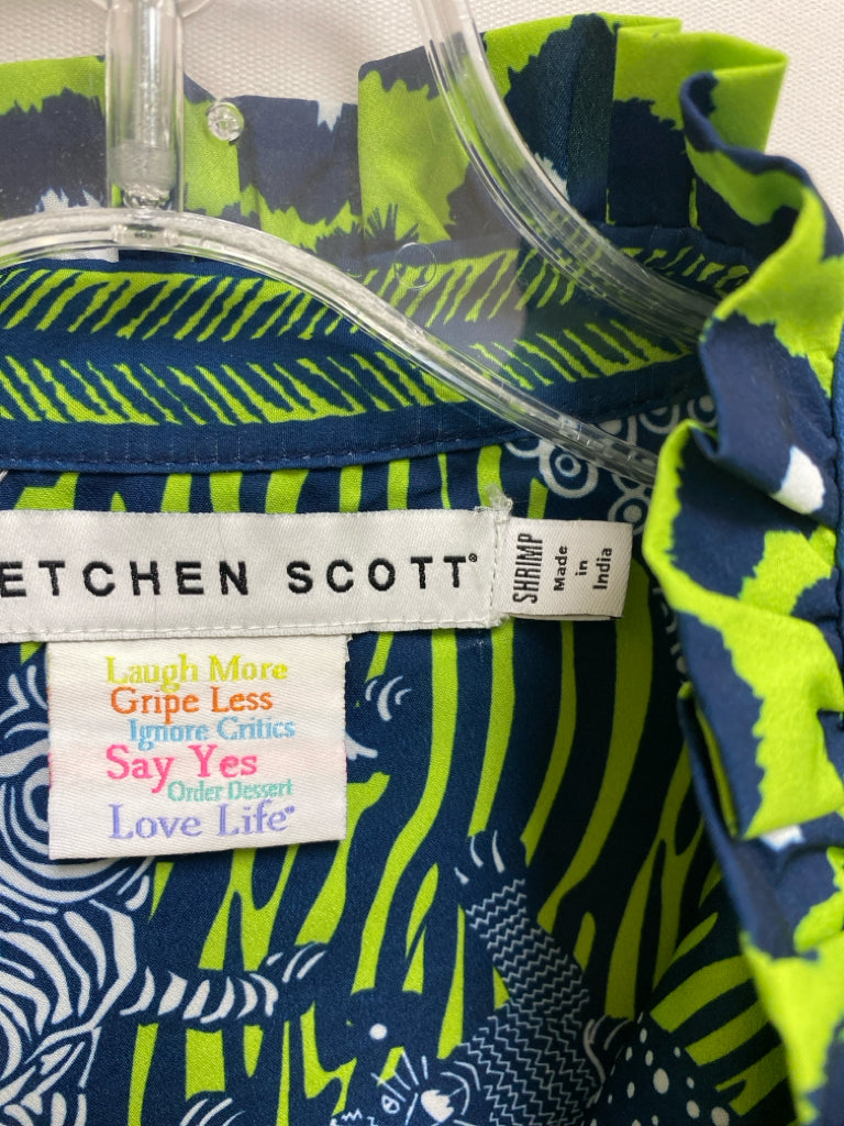 Gretchen Scott Size XXS Green Navy/White Animal Print Ladies Dress