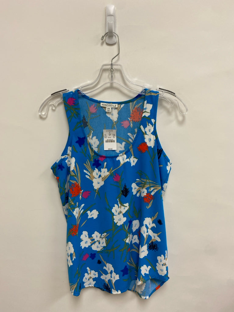 NWT J Crew Size XXS Turquoise White/Green Flowers Tank Ladies Top