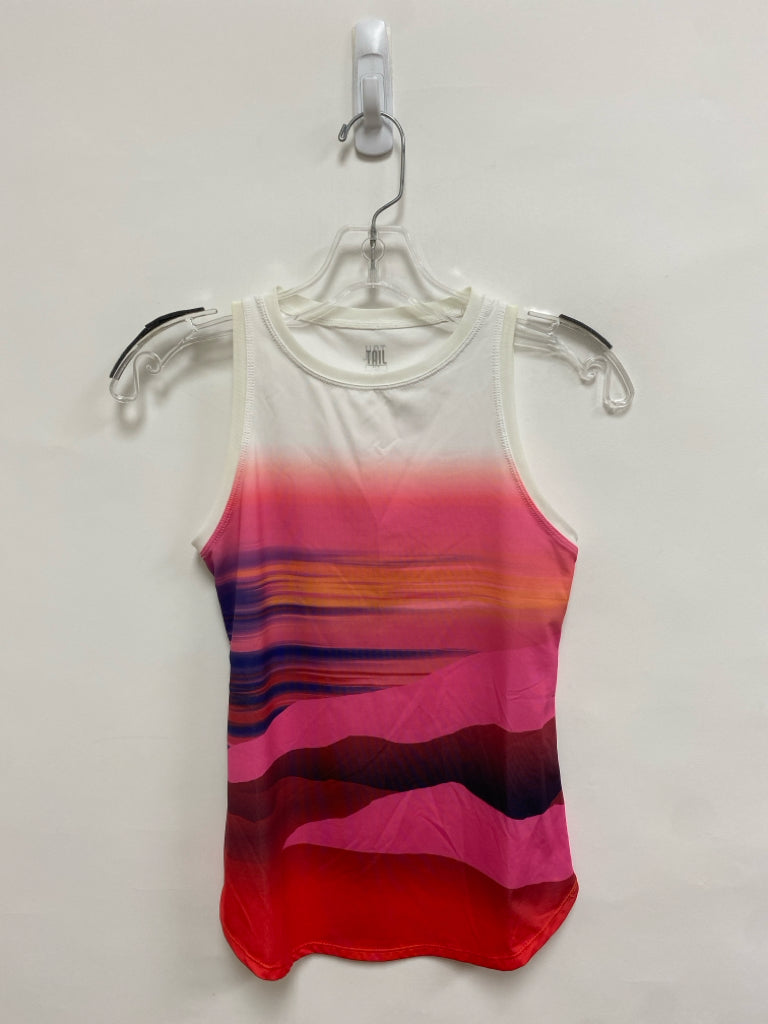 Tail Size XS White/Pink Orange/Red Abstract Sleeveless Athletic Top