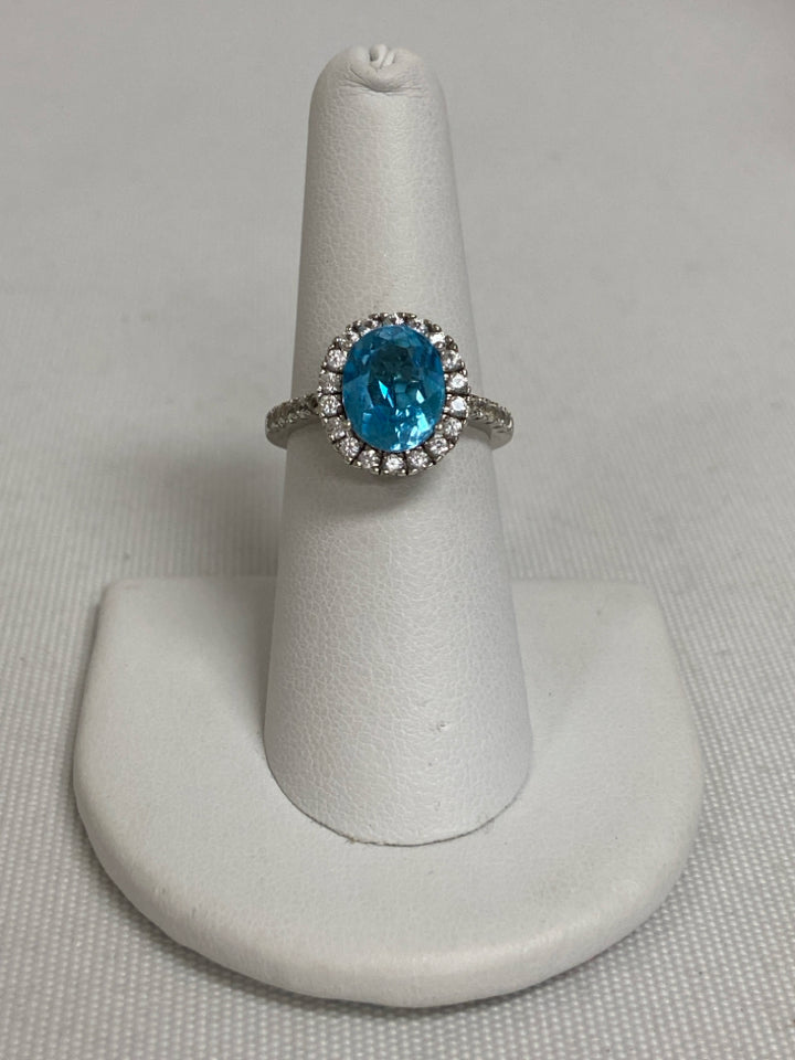 Blue Silver Jeweled Ring