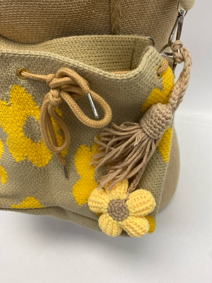 Cream/Yellow Flower(s) Crossbody