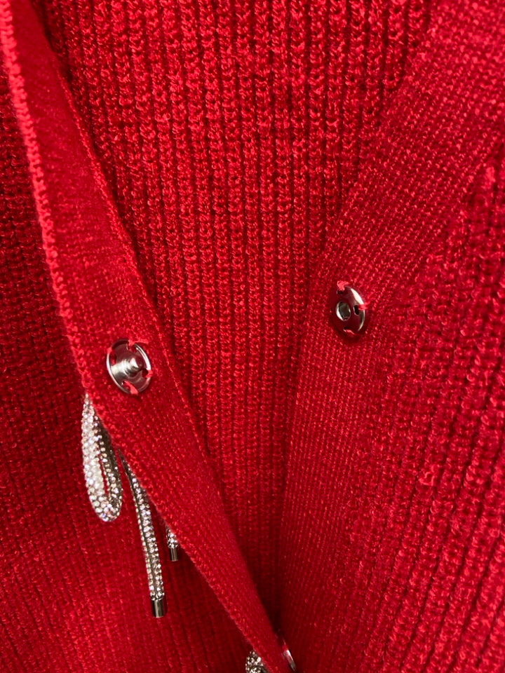 a loves a Size XL Red Silver Ribbed Ladies Sweater