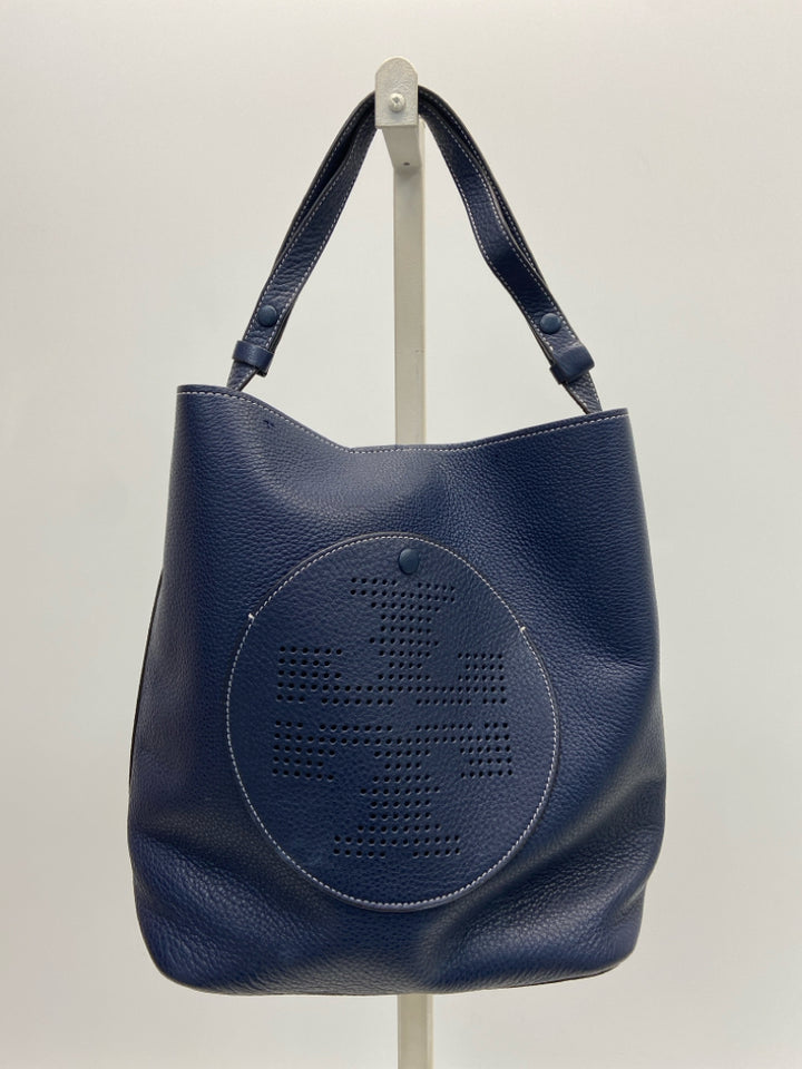 Tory Burch Navy Perforated Handbag