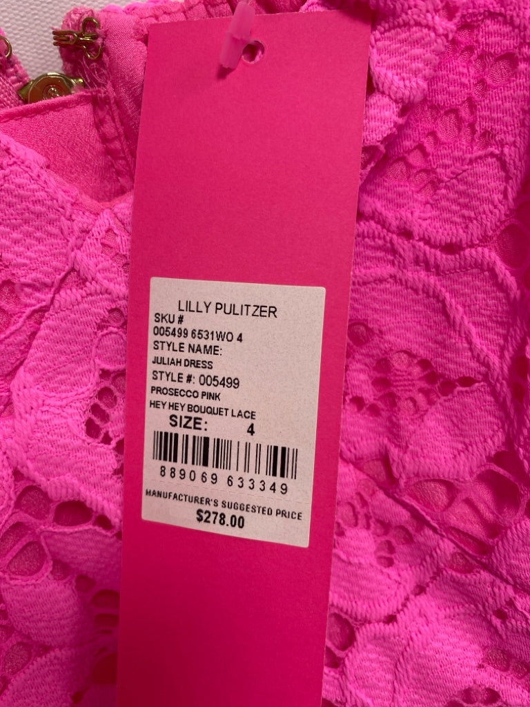 NWT LILLY PULITZER Size 4 Neon Pink Lace Ladies Dress