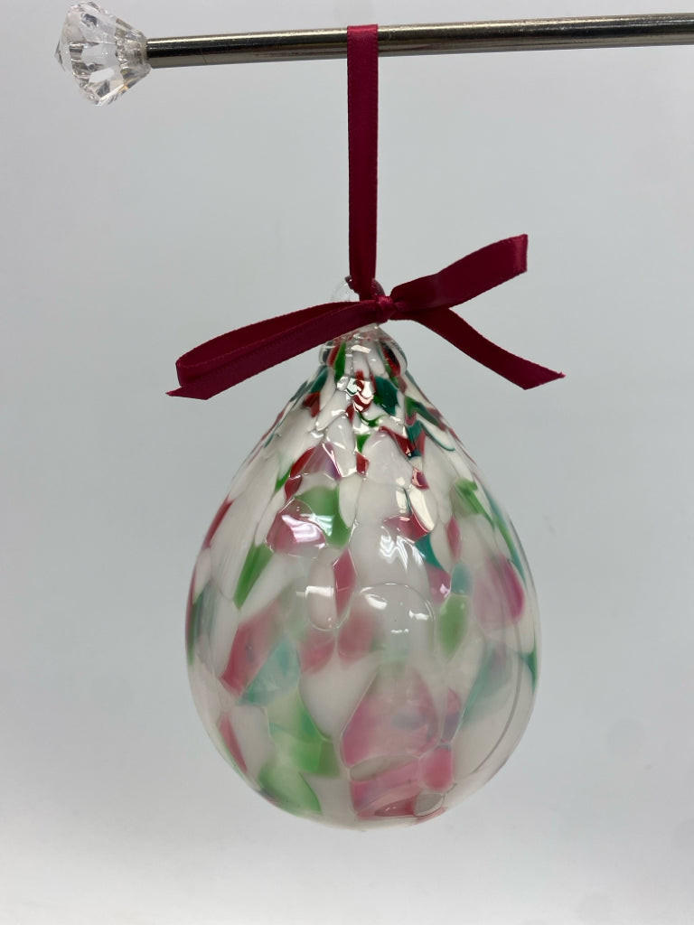 White Pink/Green Glass Ornaments