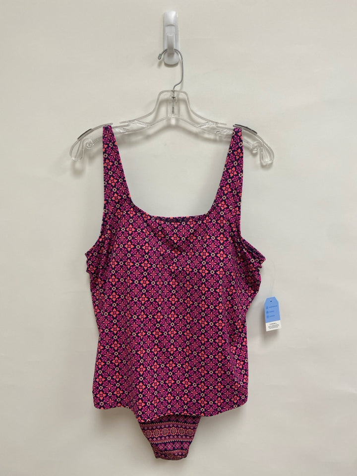 NWT Lands End  SIZE  18 Plum Coral/Pink Floral Plus Size Swimwear