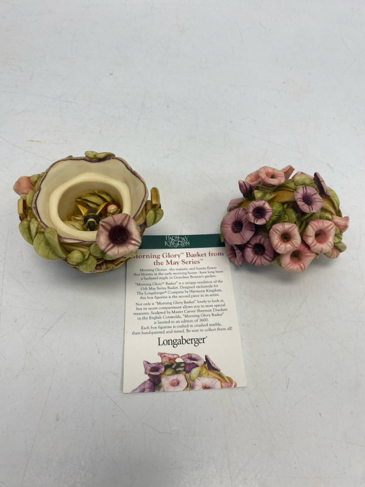 Longaberger Harmony Kingdom Morning Glory Basket Mini Trinket  Box