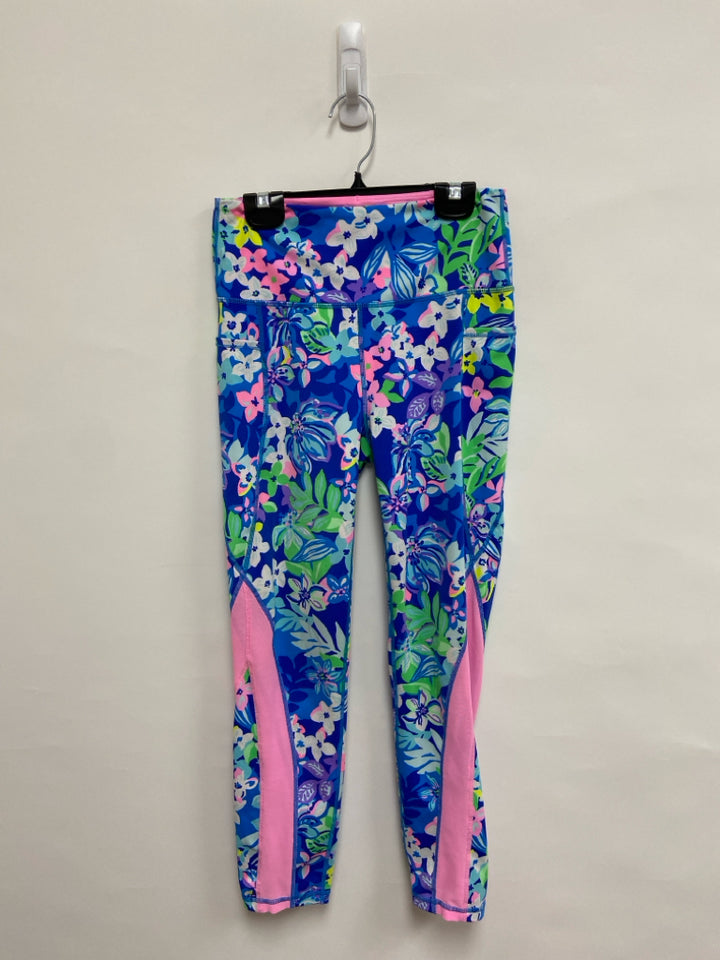 LILLY PULITZER Size S Royal Blue/Green White/Pink Flowers Athletic Leggings