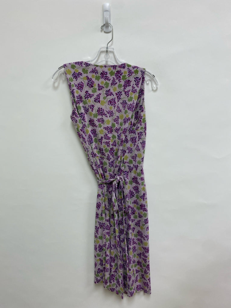Diane Von Furstenberg Size 2 Lavender Purple/Green Grapes Silk Ladies Dress