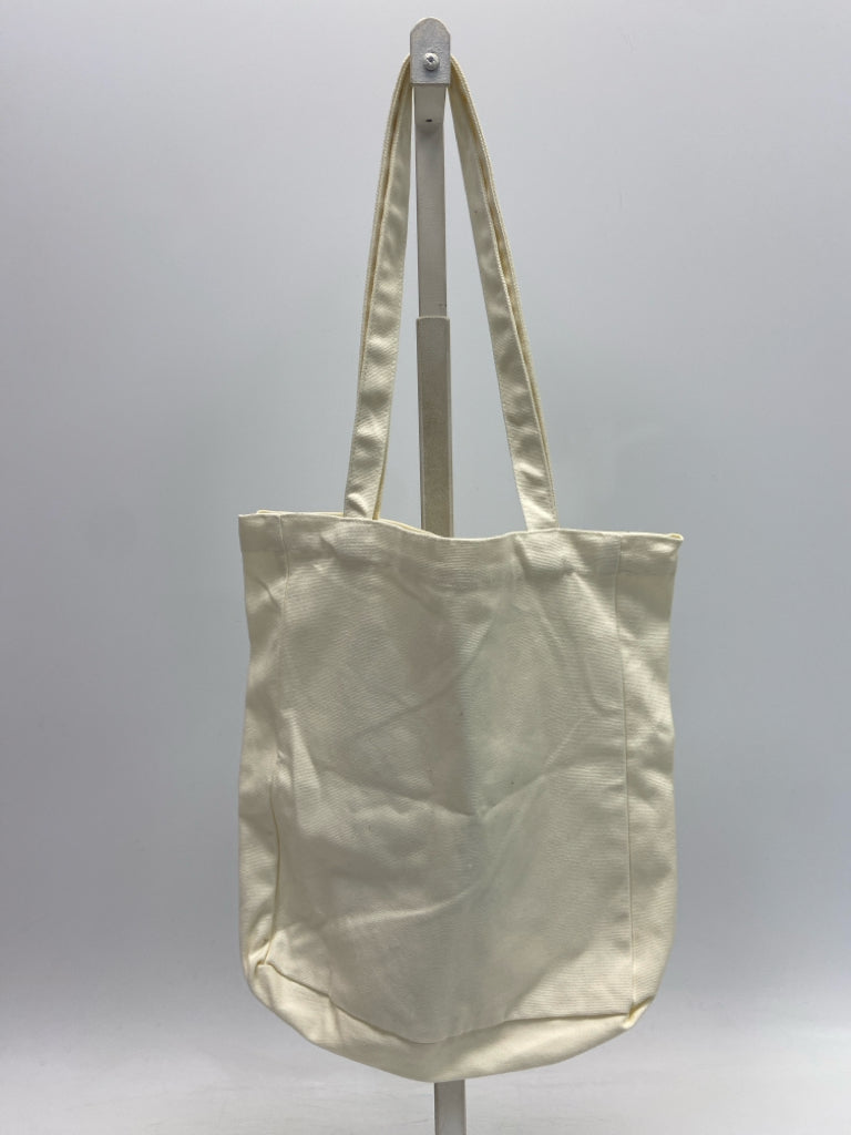 Cream Multi-Color Floral Embroidered Tote Bag