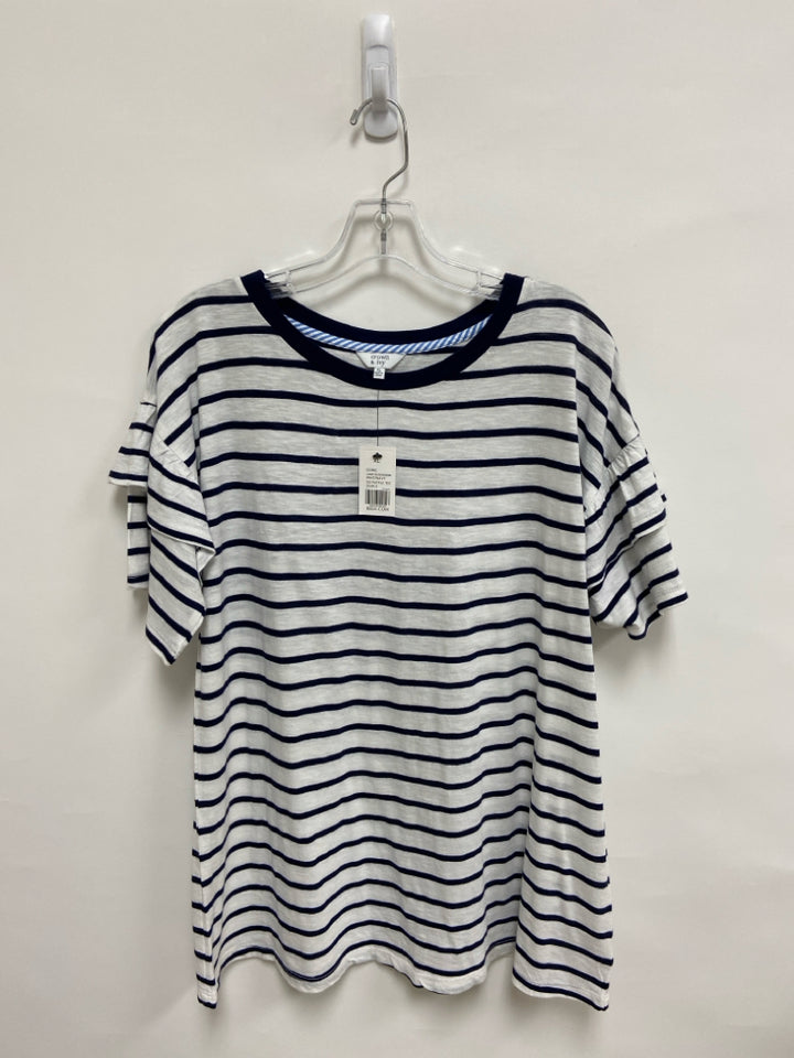 NWT Crown &amp; Ivy Size XL White/Navy Stripes Ladies Top