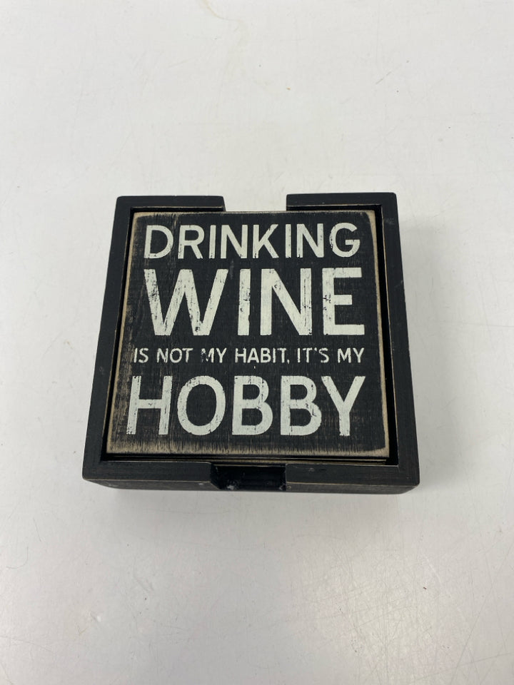 Black White Words Coasters