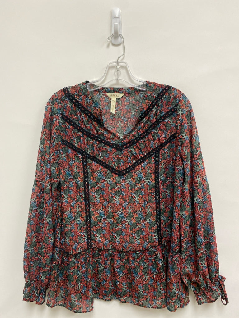 Matilda Jane Size S Red Green/Blue Flowers Ladies Top