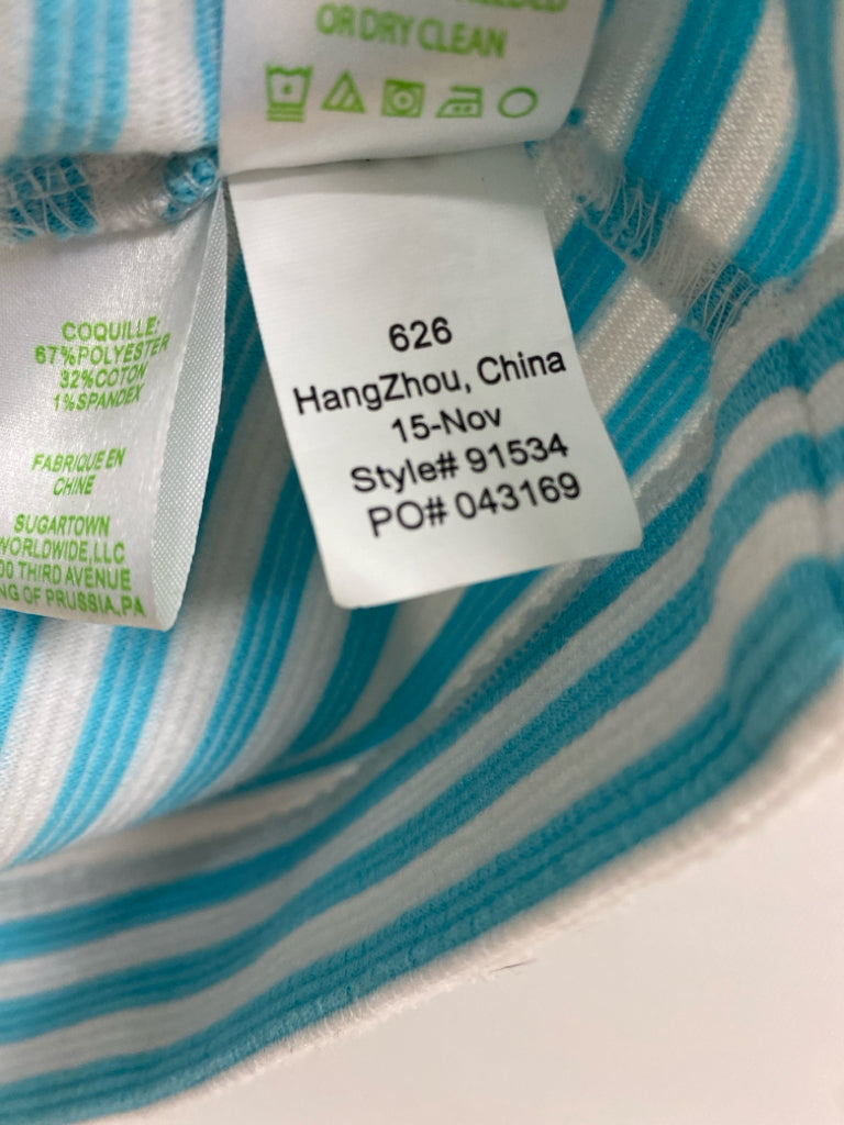 LILLY PULITZER Size M Aqua/White Stripes 3/4 Sleeve Ladies Dress
