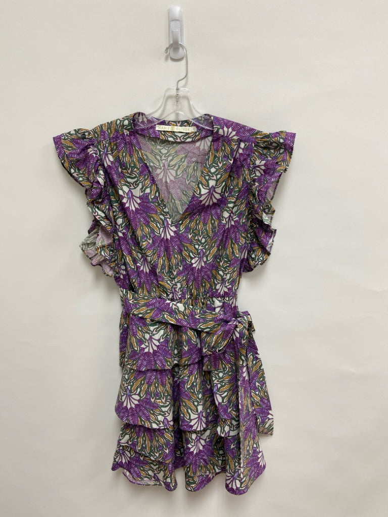 Marie Oliver Size M Purple Green Lace Tiered Ladies Dress