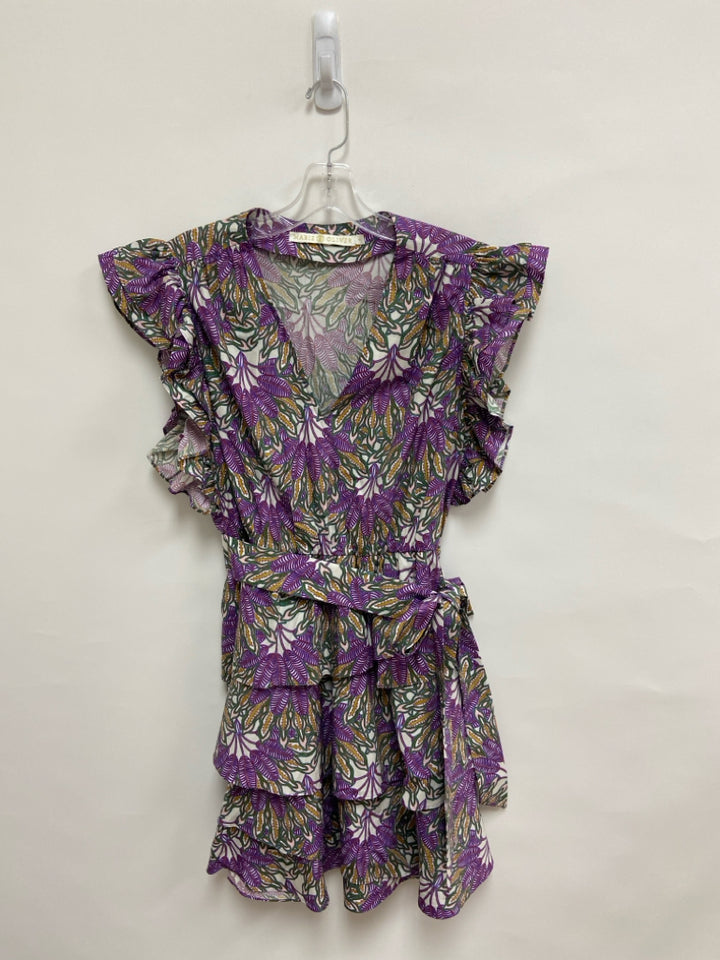 Marie Oliver Size M Purple Green Lace Tiered Ladies Dress
