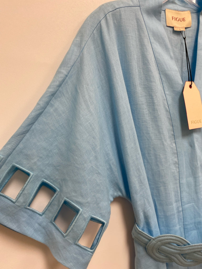 NWT FIGUE Size S Blue Linen Ladies Dress