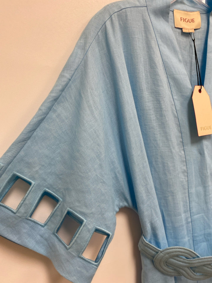 NWT FIGUE Size S Blue Linen Ladies Dress