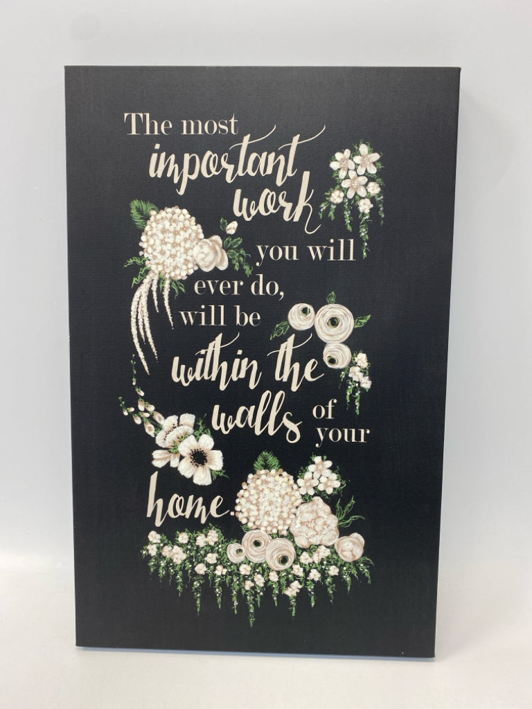 Black White Words Flower(s) Wall Hanging