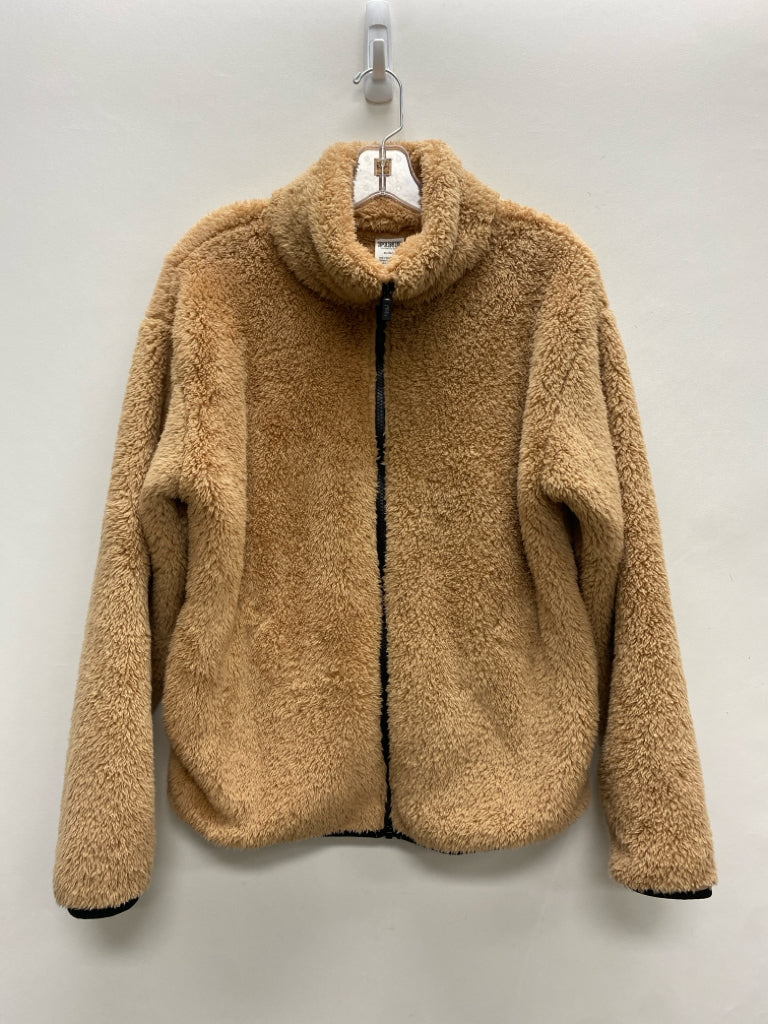 Victoria Secret Size M Tan Fuzzy Zip Down Ladies Jacket