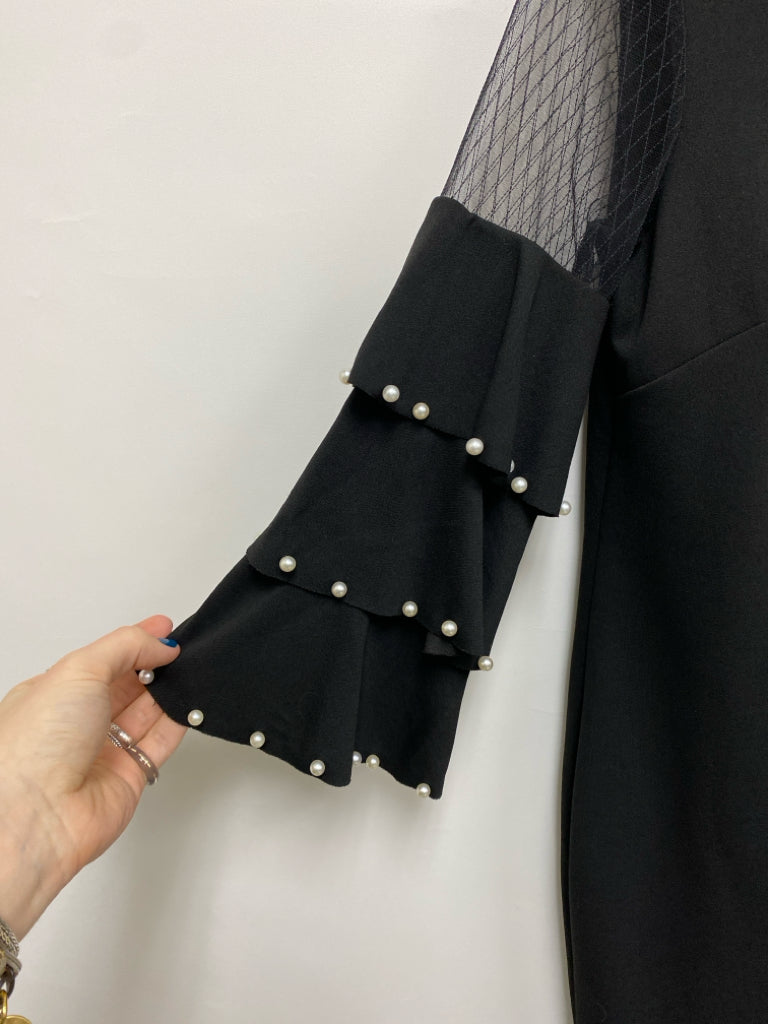 Frank Lyman Size M Black Pearls Ladies Dress