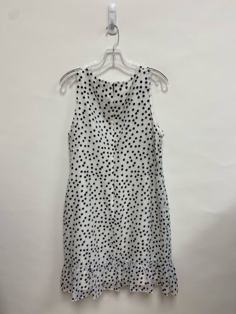 NWT Lauren Ralph Lauren Size 12 White Navy Polka Dot Sleeveless Ladies Dress