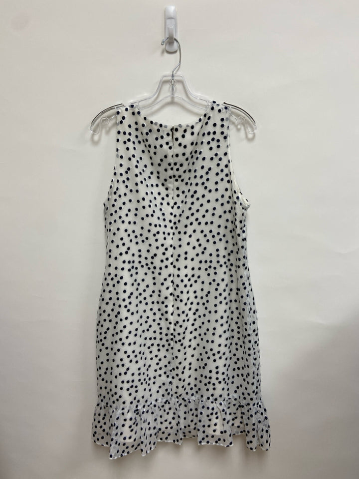 NWT Lauren Ralph Lauren Size 12 White Navy Polka Dot Sleeveless Ladies Dress