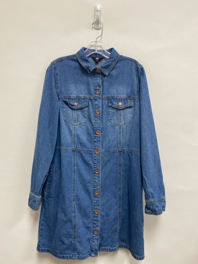 Frye Size L Blue Button Up Ladies Dress