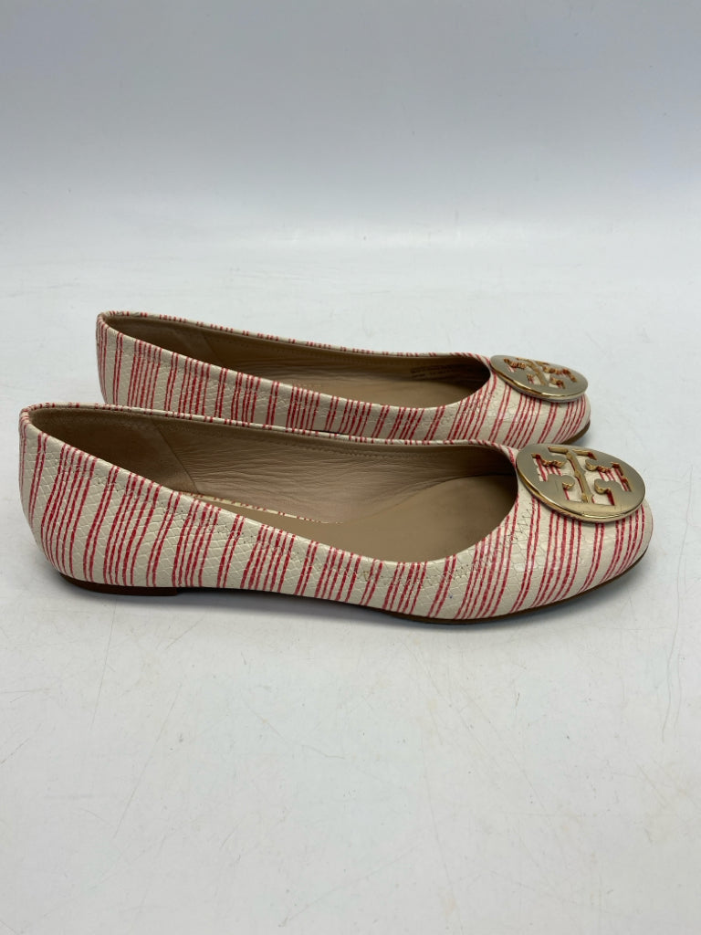 Tory Burch  Size 9 Cream Red Stripe(s) Flats