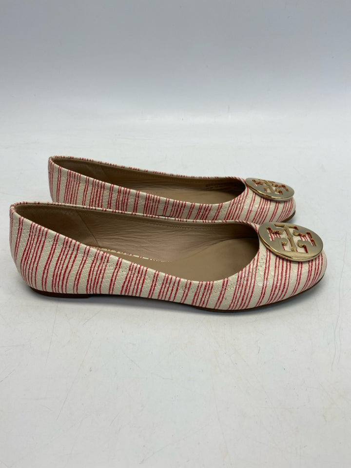 Tory Burch  Size 9 Cream Red Stripe(s) Flats