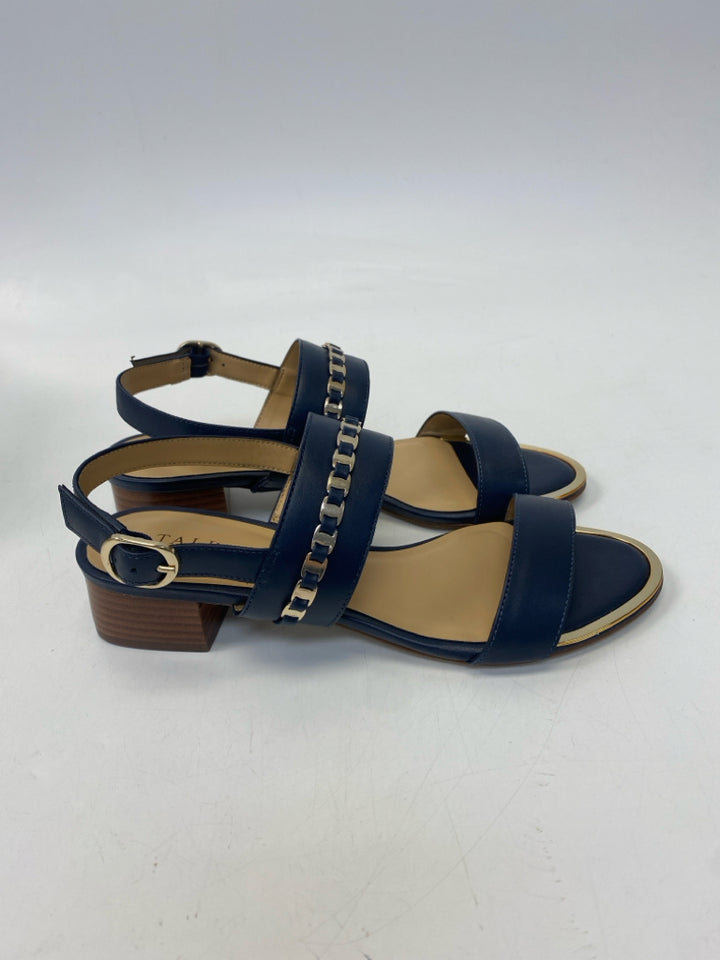 NWOT Talbots  Size 7 Navy Gold Accent(s) Sandals