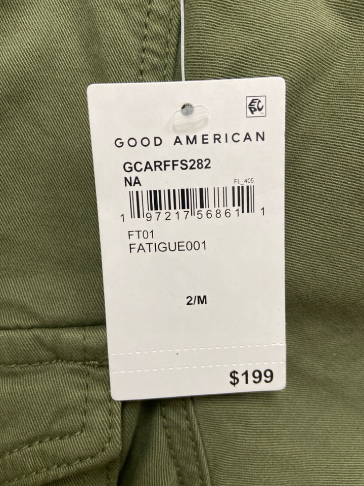 NWT Good American Size M Olive Green Short Sleeve Ladies Jumpsuit